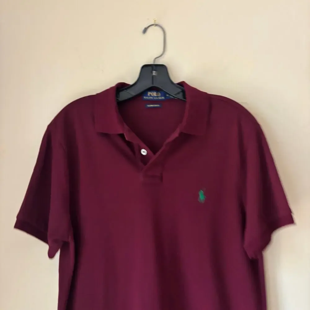 Ralph Lauren Men's Burgundy Polo with Green Pony